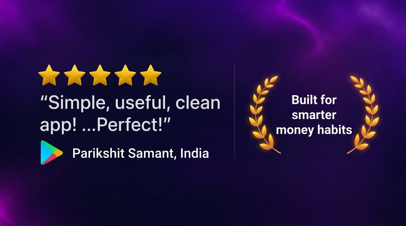 5-star Google Play review by Parikshit Samant, India: Simple, useful, clean app! Perfect!