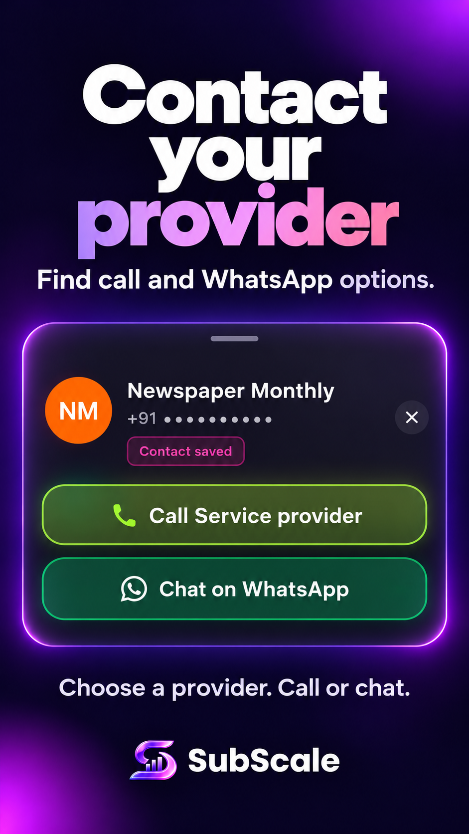 Contact your provider