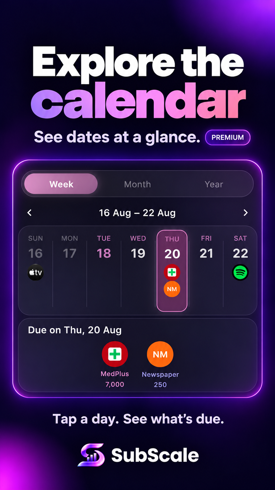 Explore the calendar